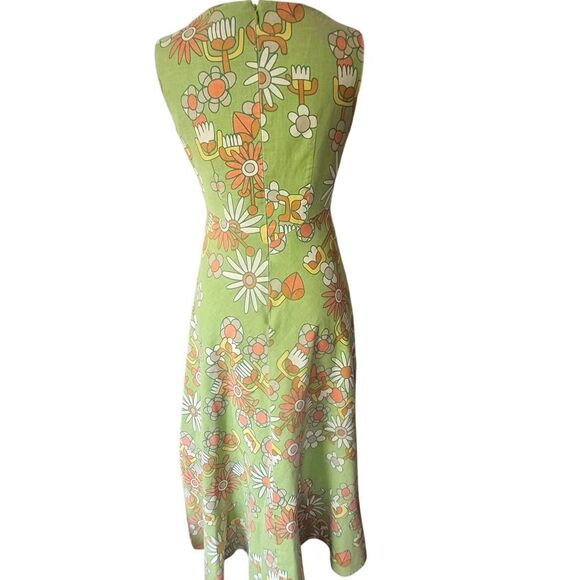 Jocomomola by Subilla Women’s Small Floral Midi Dress Green Retro 70s Style - Picture 5 of 8